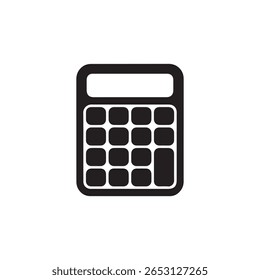 Icono negro de la calculadora con los Botones redondeados aislados en el fondo blanco para la educación, las matemáticas, las finanzas y la contabilidad, el símbolo de los cálculos y la contabilidad.