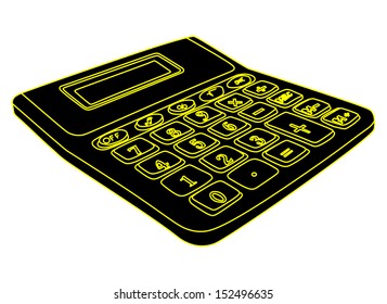 Black calculator isolated on a white background with blank screen vector. 