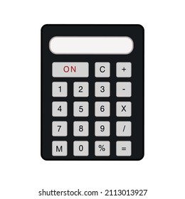 black calculator with keypad and display