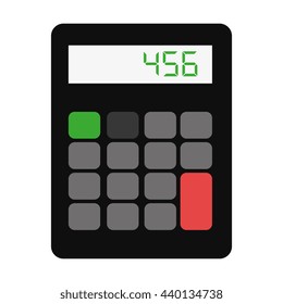 black calculator with red and green buttons over isolated background,vector graphic