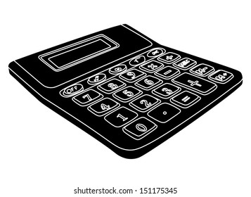 black calculator vector isolated on a white background with white lines.