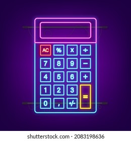 Black calculator white background. Modern design. Electronic portable calculator. Vector stock illustration