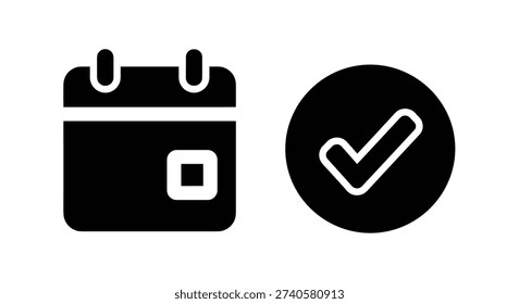 Black calendar and checkmark icons