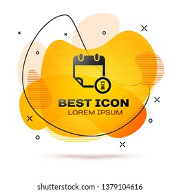 Black Calendar and clock icon isolated on white background. Schedule, appointment, organizer, timesheet, time management, important date. Fluid color banner. Vector Illustration