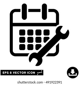 Black Calendar Configure EPS vector icon. Illustration style is flat iconic symbol on a white background.