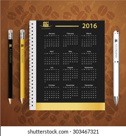 Black Calendar with corporate identity Menu Restaurant Background coffee beans brown