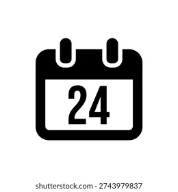 Black calendar with the date 24 number