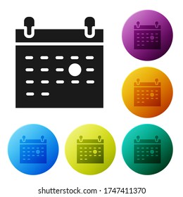 Black Calendar death icon isolated on white background. Set icons in color circle buttons. Vector