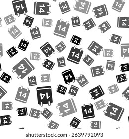 Black Calendar with February 14 icon isolated seamless pattern on white background. Valentines day. Love symbol.  Vector