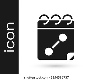 Black Calendar fitness icon isolated on white background. Training schedule.  Vector