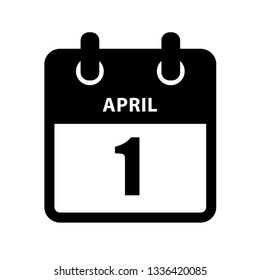 black calendar icon 1st april vector illustration