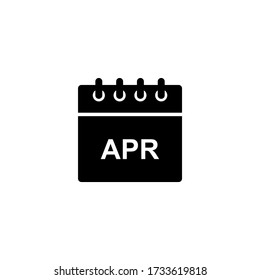 Black calendar icon for April month. Simple black glyph date shape for web design, user interface, events, appointments, meetings.