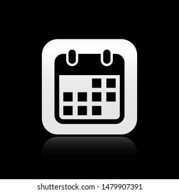 Black Calendar icon isolated on black background. square button. Vector Illustration