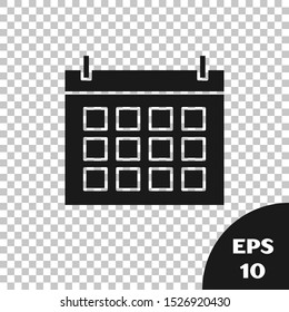 Black Calendar icon isolated on transparent background. Event reminder symbol.  Vector Illustration