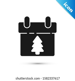 Black Calendar icon isolated on white background. Event reminder symbol. Merry Christmas and Happy New Year.  Vector Illustration