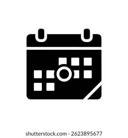 Black Calendar Icon with Task Dot
