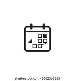 black Calendar, schedule vector icon. Vector icon isolated on white background.

