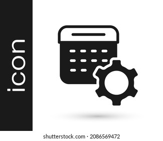 Black Calendar settings icon isolated on white background. Date settings.  Vector