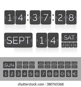 Black calendar with timer and scoreboard numbers. Vector EPS10 illustration