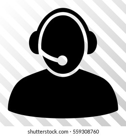 Black Call Center interface icon. Vector pictograph style is a flat symbol on diagonal hatch transparent background.