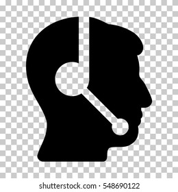 Black Call Center Operator interface toolbar icon. Vector pictograph style is a flat symbol on chess transparent background.