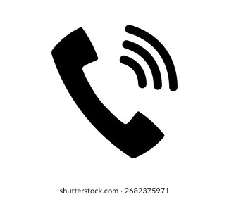 Ícone de chamada preto, símbolo de telefone simples para comunicação.