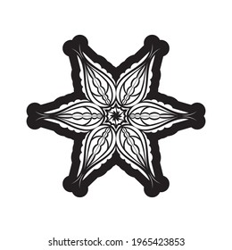 Black calligraphic lotus blossom. Yoga symbol. Simple flat vector illustration.