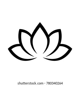 Black calligraphic lotus blossom. Yoga symbol. Simple flat vector illustration.