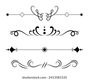 Black calligraphic ornament set art