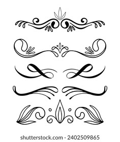 Black calligraphic ornament set collection	
