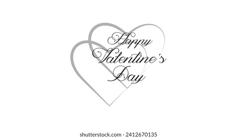  Schwarzer kalligrafischer Text mit rotem Herzen, durchbrochen von Pfeil einzeln auf weißem Hintergrund. Valentinstag Feiertage Typografie