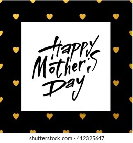 Black Calligraphy Inscription. Vintage Happy Mothers's Day Typographical Background. 