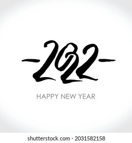 Diseño del logotipo de caligrafía negra 2022. Plantilla plana vectorial para el año nuevo.

