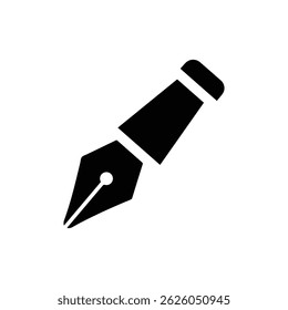 Black Calligraphy Pen Icon with Flat Tip Minimal Design