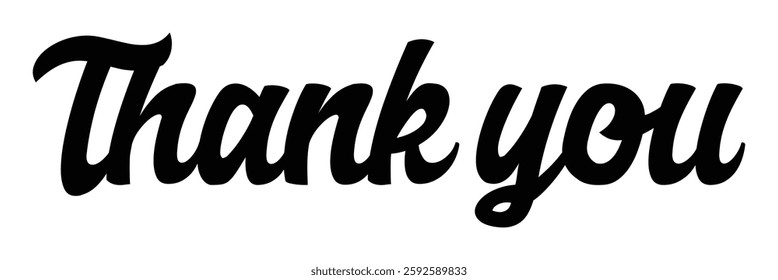 Black Calligraphy Thank You Text Banner Greeting Card Design. Vector Illustration.