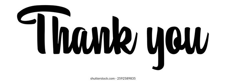 Black Calligraphy Thank You Text Banner Greeting Card Design. Vector Illustration.