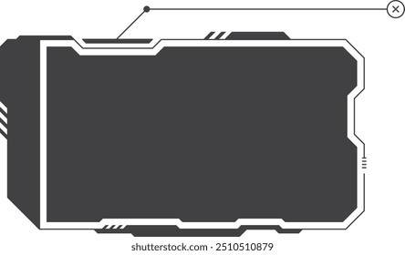 Black callout box template. Futuristic interface frame isolated on white background