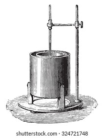 Black calorimeter, vintage engraved illustration. Industrial encyclopedia E.-O. Lami - 1875.
