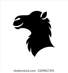 Black camel head silhouette vector illustration design on white background.