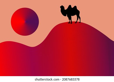 black camel in red gradient dessert