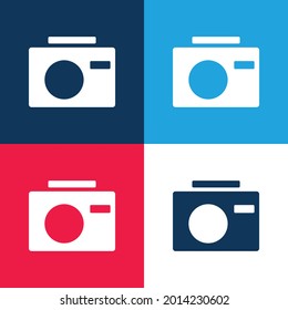 Cámara negra azul y rojo cuatro colores mínimo conjunto de iconos