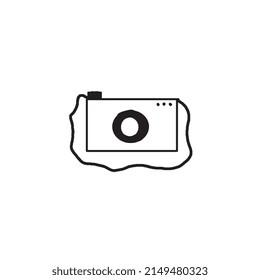 Black camera. Doodle. Illustration for postcard, invitation, pattern.