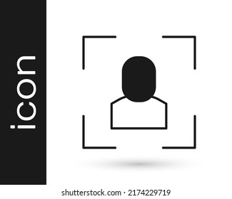 Black Camera focus frame line icon isolated on white background.  Vector