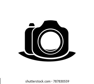 black camera focus shoot capture photography equipment shadow iconic watermark design idea concept 