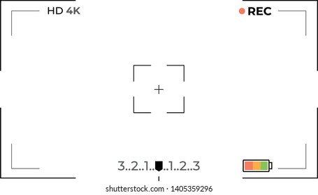 Black Camera horizontal view finder with editable markers vector