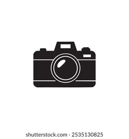 Arte de diseño de icono de cámara negro