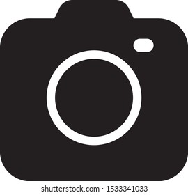 Black camera icon isolated on white background. Photography logo symbol. Simple vector illustration for graphic and web design.
