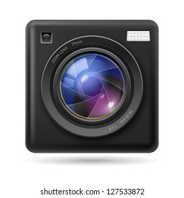 Black Camera icon Lens. Illustration on white background