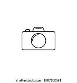 icono de cámara negra en fondo blanco, ilustración vectorial