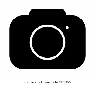 Black camera icon on a white background	
